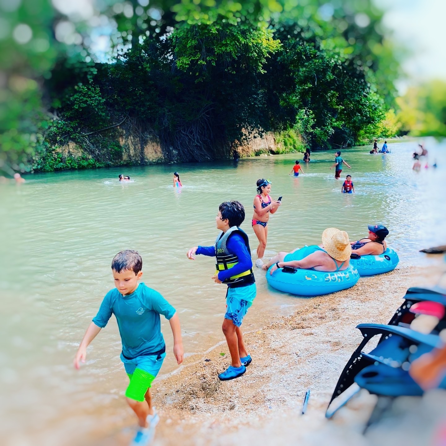 Kids playing in the San Marcos River