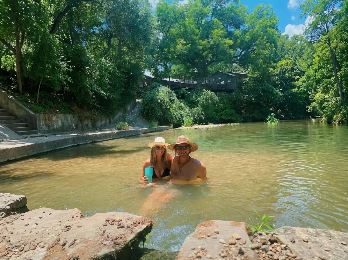 Couple enjoying the river