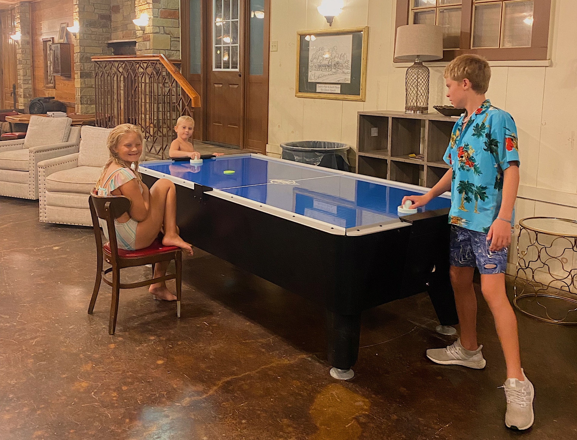 Gameroom with air hockey table