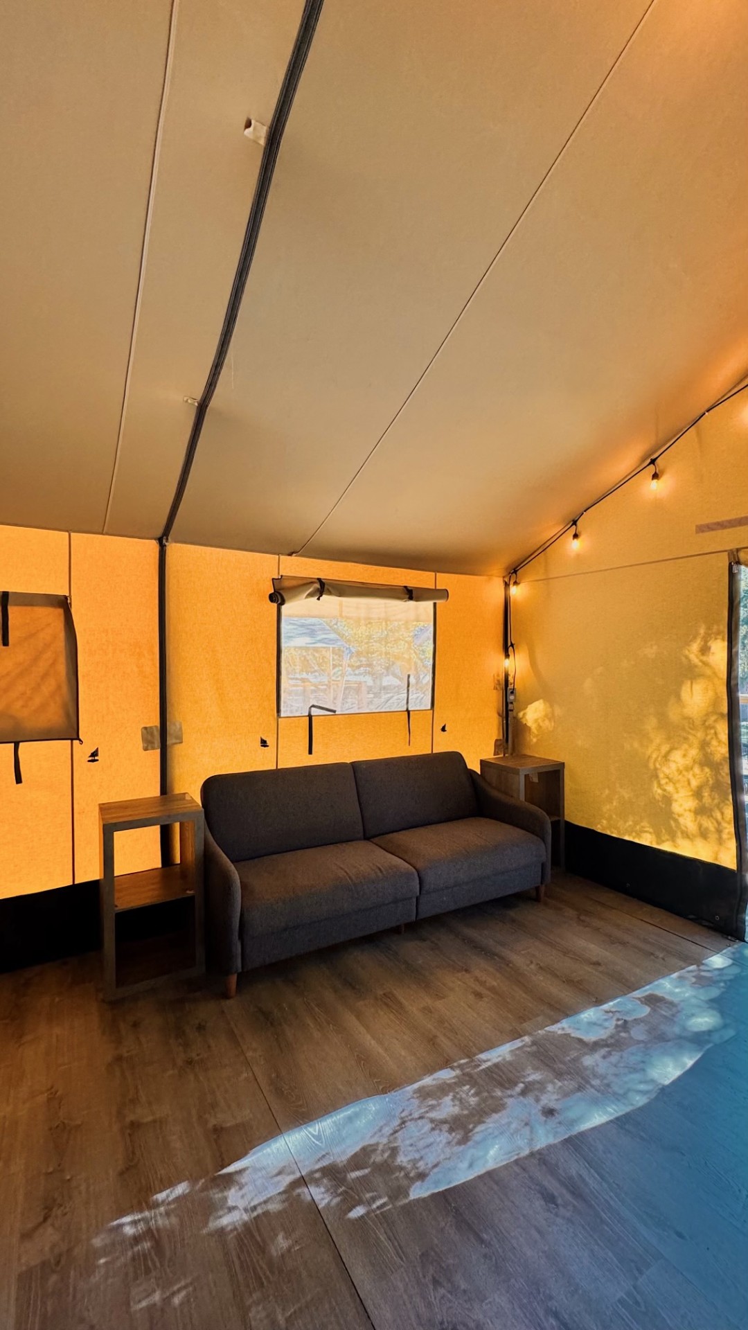 Safari Cabin living area with sofa